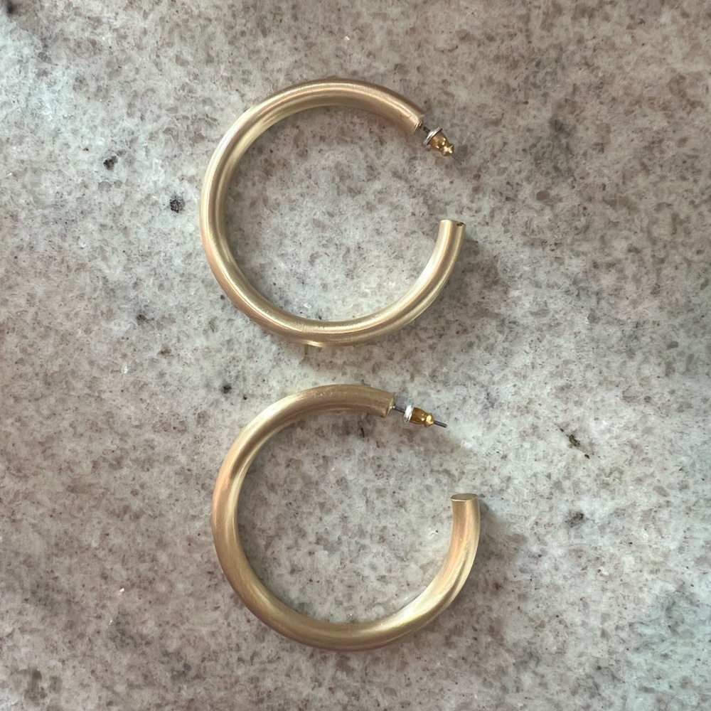 Lucky brand matte gold thick hoops